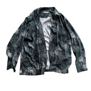 Tommy Bahama Mens Large Tropical Leaf Print Button‎ Up Shirt Aloha